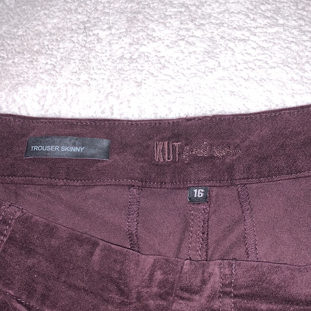 Kut from the Kloth Velveteen trouser velvet purple plum pants size 16 - Picture 7 of 16